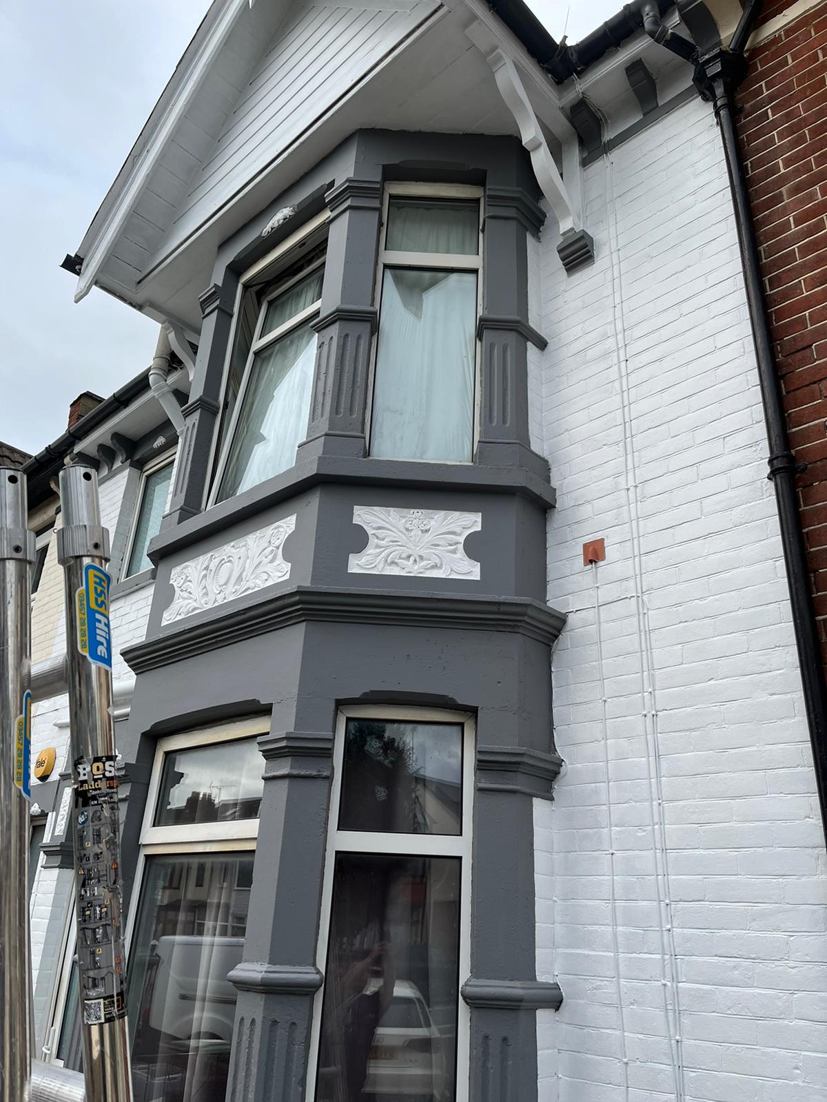 Painted terrace house facade detail