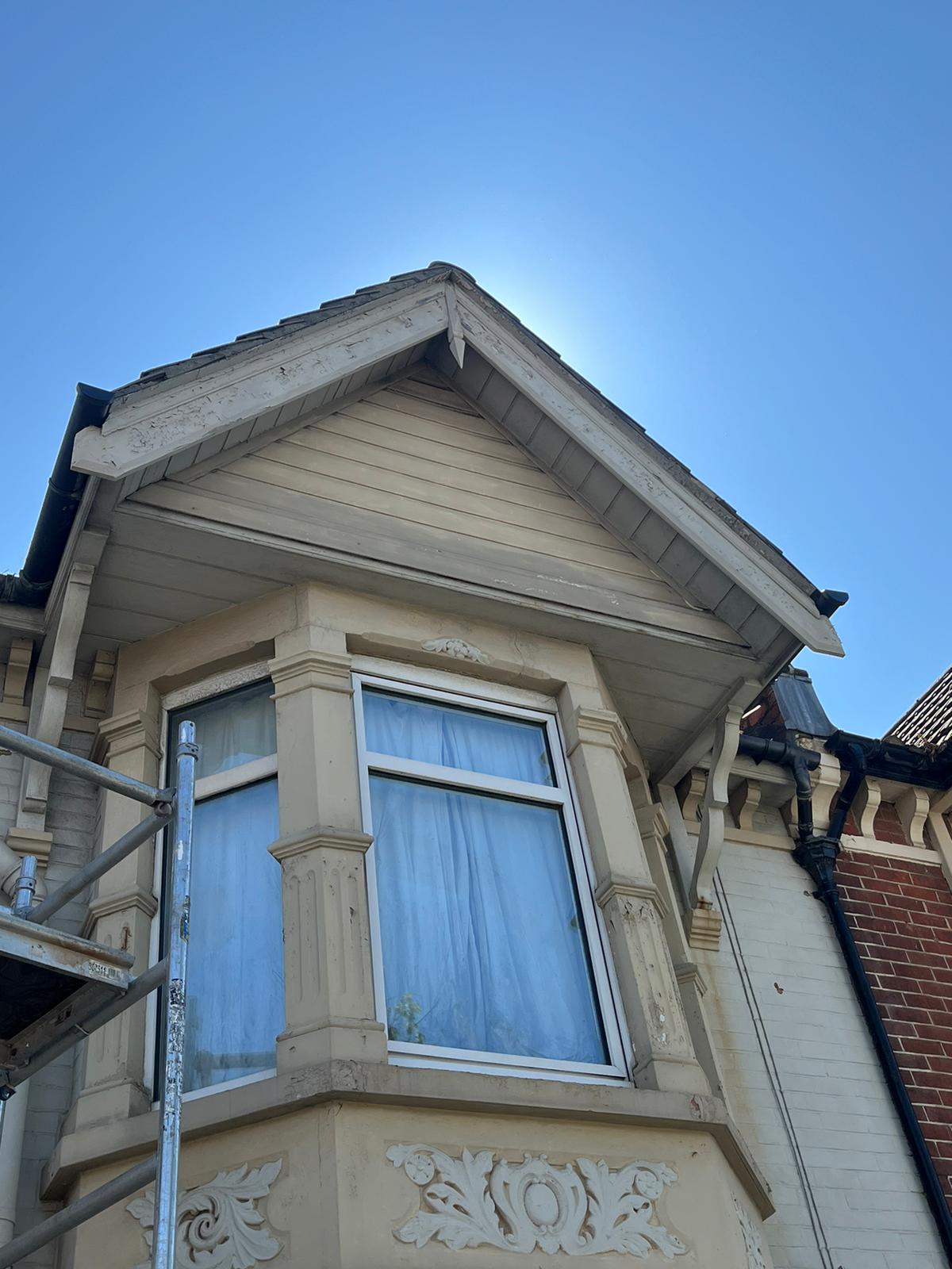 Painted bay window detail, grey finish