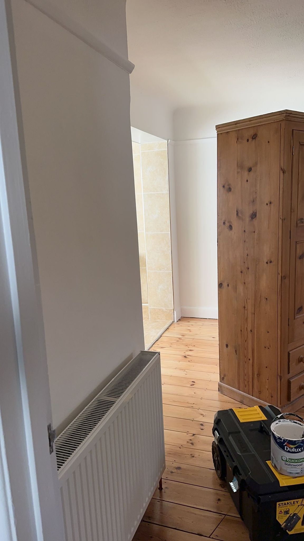 Hallway flooring and painted walls