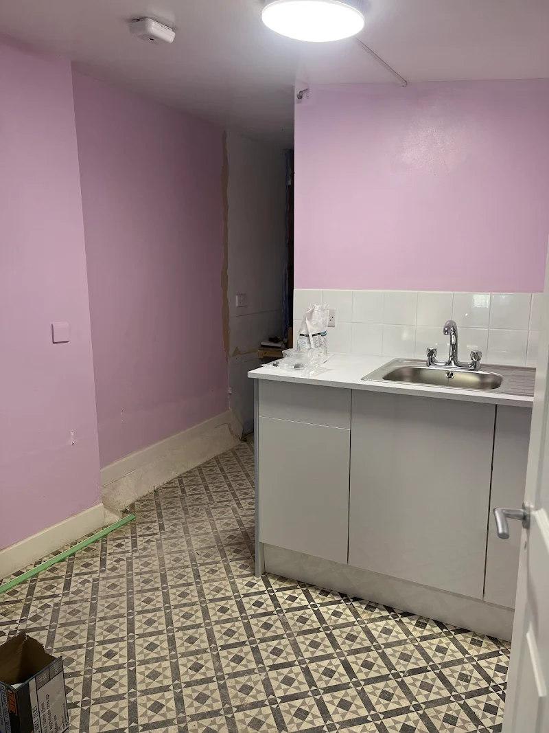 Salon staff kitchenette - repainted and retiled